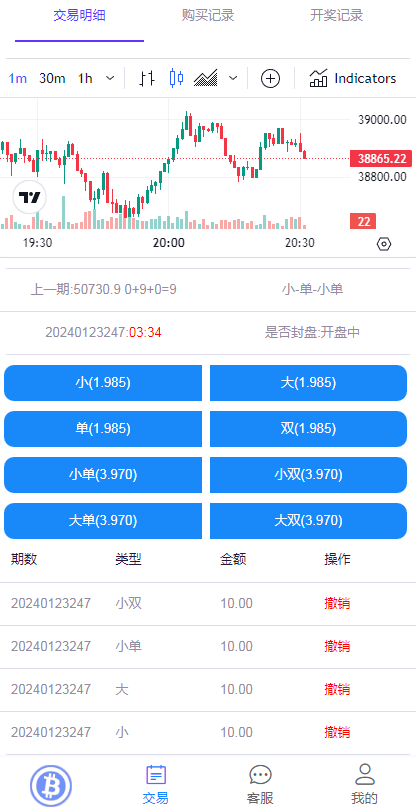 【BTC虚拟币投注竞猜大小单双游戏平台】完整版本